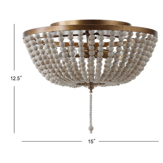 Mila 15" Wood Beaded/Metal LED Flush Mount