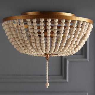 Mila 15" Wood Beaded/Metal LED Flush Mount