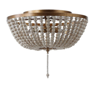 Mila 15" Wood Beaded/Metal LED Flush Mount