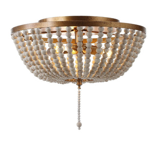 Mila 15" Wood Beaded/Metal LED Flush Mount