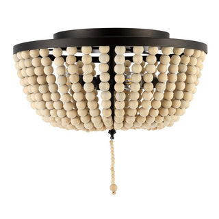 Mila 15" Wood Beaded/Metal LED Flush Mount