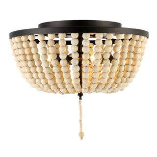 Mila 15" Wood Beaded/Metal LED Flush Mount