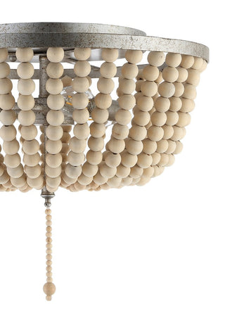 Mila 15" Wood Beaded/Metal LED Flush Mount