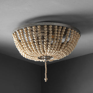 Mila 15" Wood Beaded/Metal LED Flush Mount