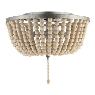 Mila 15" Wood Beaded/Metal LED Flush Mount