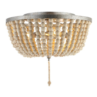 Mila 15" Wood Beaded/Metal LED Flush Mount