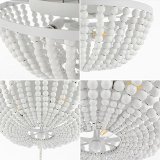 Mila 15" Wood Beaded/Metal LED Flush Mount