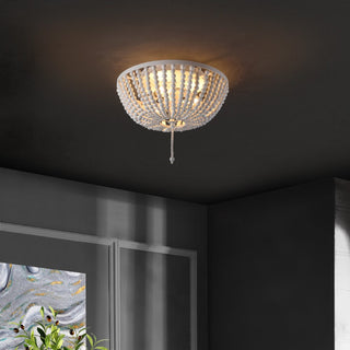 Mila 15" Wood Beaded/Metal LED Flush Mount