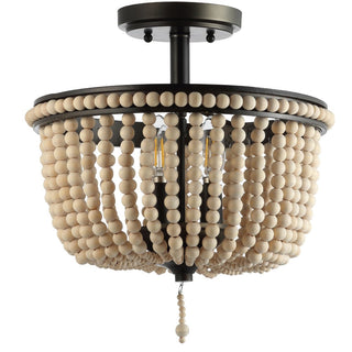 Jordan 14" Wood Beaded/Metal LED Flush Mount