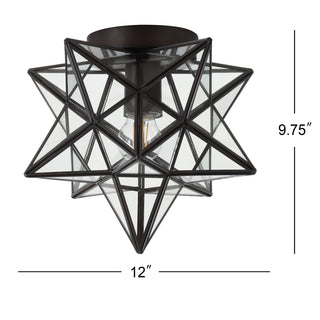 Gimignano 12" Moravian Star Metal/Clear Glass LED Flush Mount