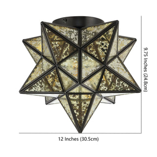 Gimignano 12" Moravian Star Metal/Clear Glass LED Flush Mount