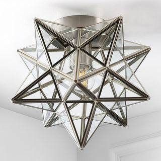 Gimignano 12" Moravian Star Metal/Clear Glass LED Flush Mount