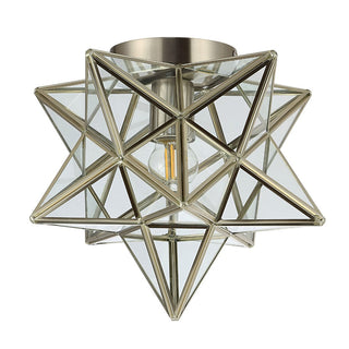 Gimignano 12" Moravian Star Metal/Clear Glass LED Flush Mount