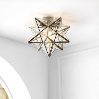 Gimignano 12" Moravian Star Metal/Clear Glass LED Flush Mount