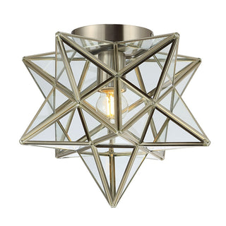 Gimignano 12" Moravian Star Metal/Clear Glass LED Flush Mount