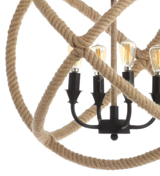 Marigold 4-Light 20" Adjustable Globe Metal/Rope LED Chandelier