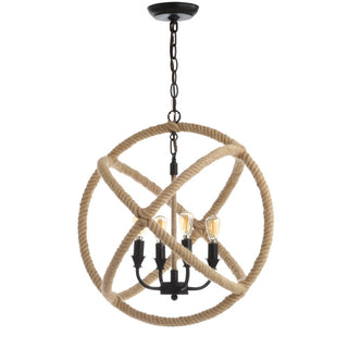 Marigold 4-Light 20" Adjustable Globe Metal/Rope LED Chandelier