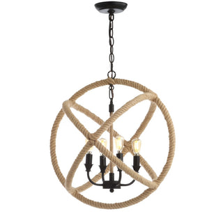 Marigold 4-Light 20" Adjustable Globe Metal/Rope LED Chandelier