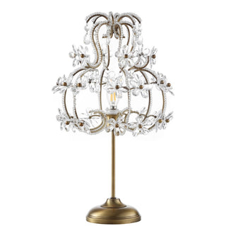 Sinoto 20.5" Crystal Flower Beaded Girandole Metal/Acrylic LED Table Lamp