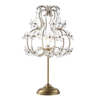 Sinoto 20.5" Crystal Flower Beaded Girandole Metal/Acrylic LED Table Lamp