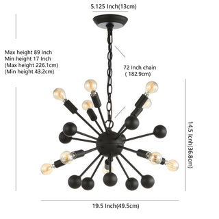 Chesteron 19.5" 10-Light Adjustable Iron Modern Industrial Sputnik LED Chandelier