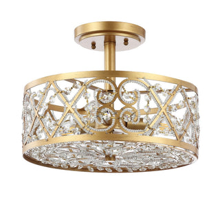 Ellison 3-Light 13.25" Iron/Crystal Modern Glam LED Flush Mount