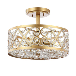 Ellison 3-Light 13.25" Iron/Crystal Modern Glam LED Flush Mount