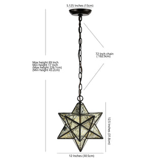 Ahott 12" Moravian Star Metal/Clear Glass LED Pendant