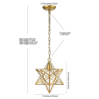 Ahott 12" Moravian Star Metal/Clear Glass LED Pendant