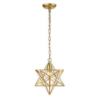 Ahott 12" Moravian Star Metal/Clear Glass LED Pendant