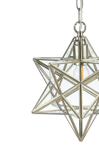 Ahott 12" Moravian Star Metal/Clear Glass LED Pendant