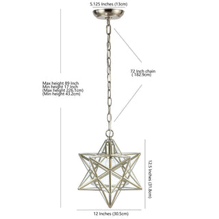 Ahott 12" Moravian Star Metal/Clear Glass LED Pendant