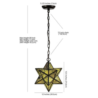 Ahott 12" Moravian Star Metal/Clear Glass LED Pendant