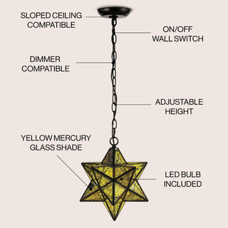 Ahott 12" Moravian Star Metal/Clear Glass LED Pendant