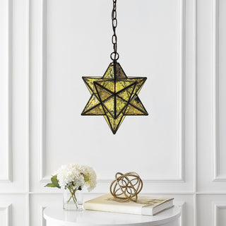 Ahott 12" Moravian Star Metal/Clear Glass LED Pendant