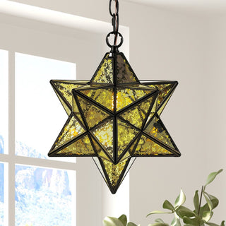 Ahott 12" Moravian Star Metal/Clear Glass LED Pendant