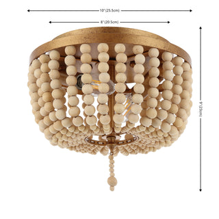 Mila 15" Wood Beaded/Metal LED Flush Mount