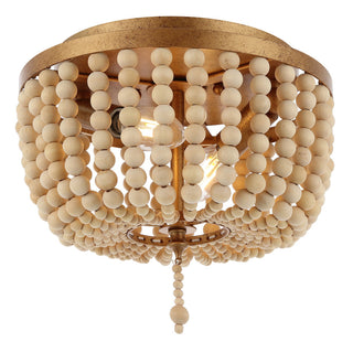 Mila 15" Wood Beaded/Metal LED Flush Mount