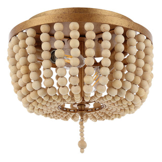 Mila 15" Wood Beaded/Metal LED Flush Mount