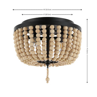 Mila 15" Wood Beaded/Metal LED Flush Mount