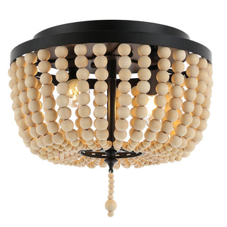 Mila 15" Wood Beaded/Metal LED Flush Mount