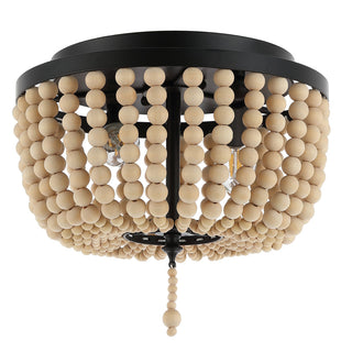 Mila 15" Wood Beaded/Metal LED Flush Mount