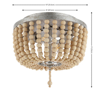 Mila 15" Wood Beaded/Metal LED Flush Mount