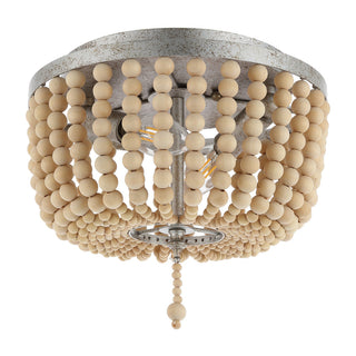 Mila 15" Wood Beaded/Metal LED Flush Mount