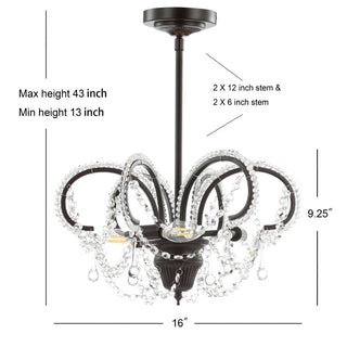 Lapwing 16" Metal/Crystal LED Adjustable Pendant