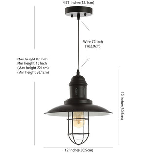 Updike 12" Adjustable Iron/Glass Cage Light LED Pendant