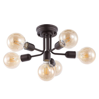 Johnathan 20" Globe Farmhouse Modern Iron Bistro LED Semi Flush Mount