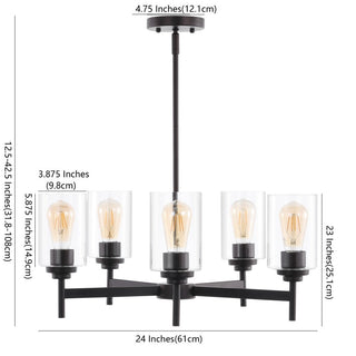 Kristine 24" Farmhouse Industrial Iron Cylinder LED Chandelier