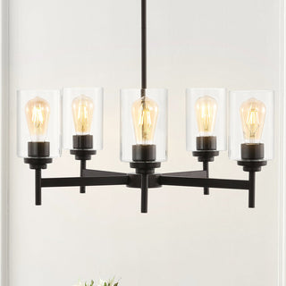 Kristine 24" Farmhouse Industrial Iron Cylinder LED Chandelier