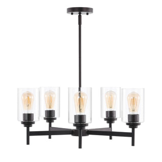 Kristine 24" Farmhouse Industrial Iron Cylinder LED Chandelier